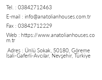 Anatolian Houses iletiim bilgileri